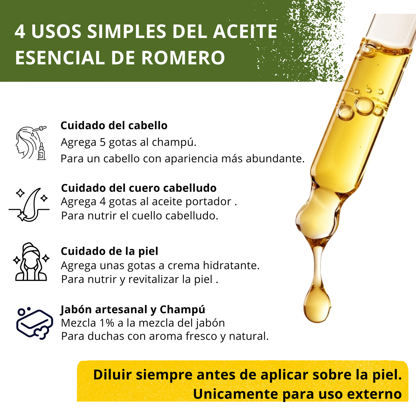 Aceite esencial de Romero - 4 Fl Oz, 120 ml- Para cabello, Piel, Difusores, Aromaterapia & esencia de jabones y champú