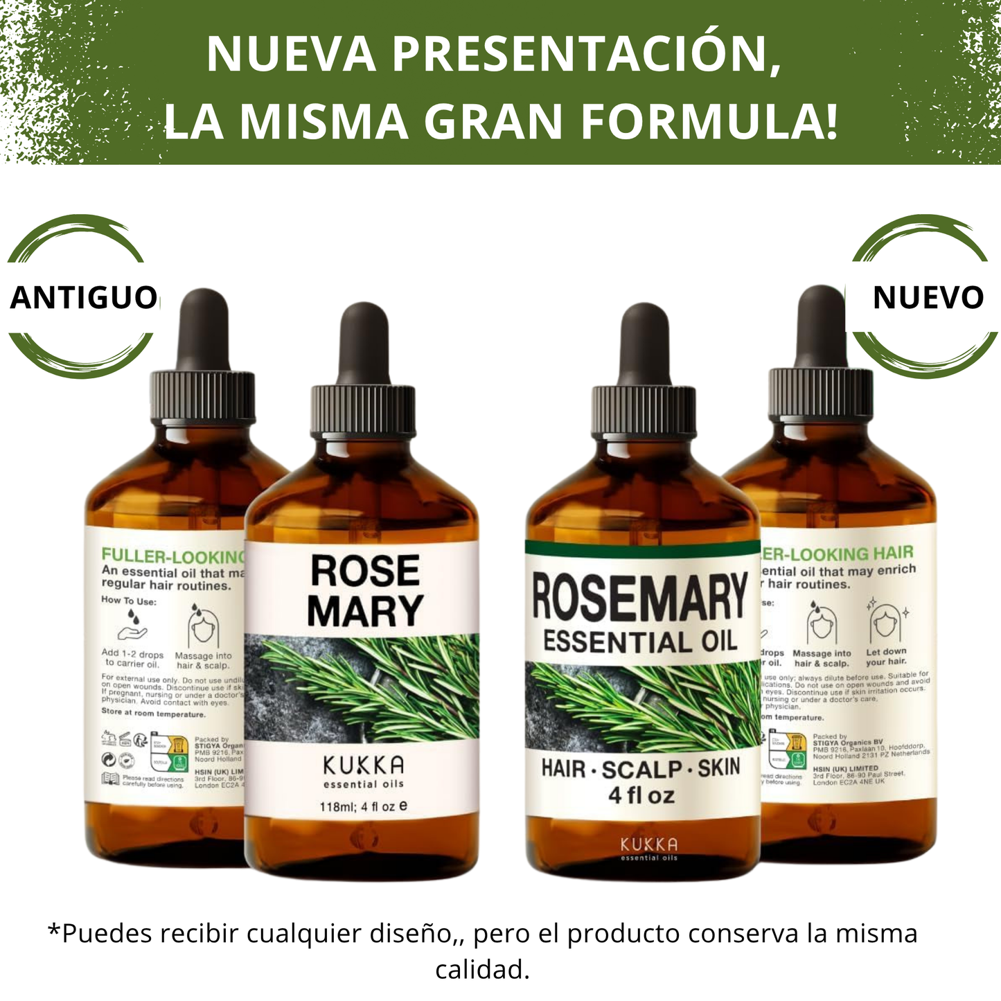 Aceite esencial de Romero - 4 Fl Oz, 120 ml- Para cabello, Piel, Difusores, Aromaterapia & esencia de jabones y champú